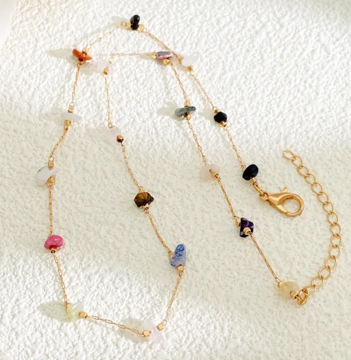 Colorful Irregular Stone Chain Necklace