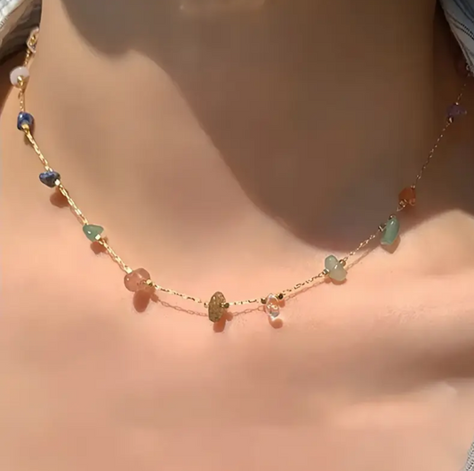 Colorful Irregular Stone Chain Necklace