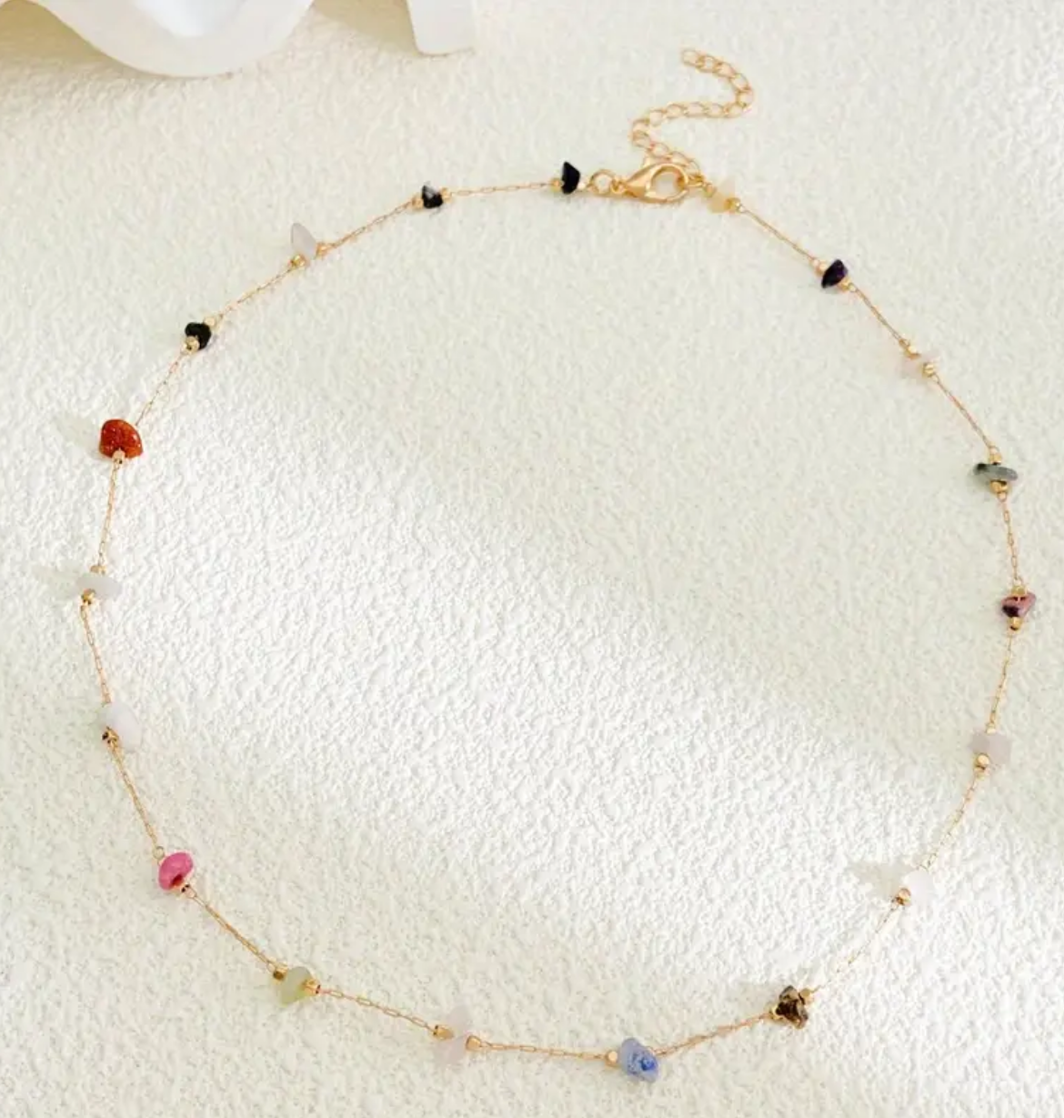 Colorful Irregular Stone Chain Necklace